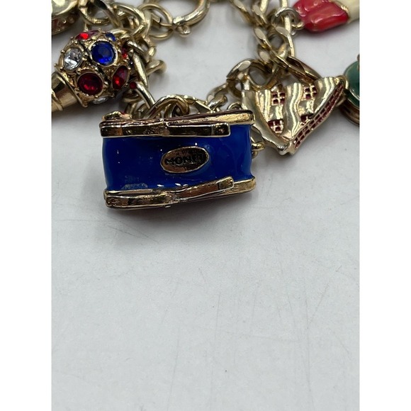 Monet Vintage Signed Gold‎ Tone Summertime Sweets Charms Bracelet - Picture 8 of 13